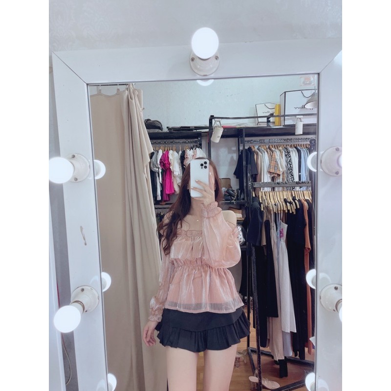 Áo trễ vai voan kính