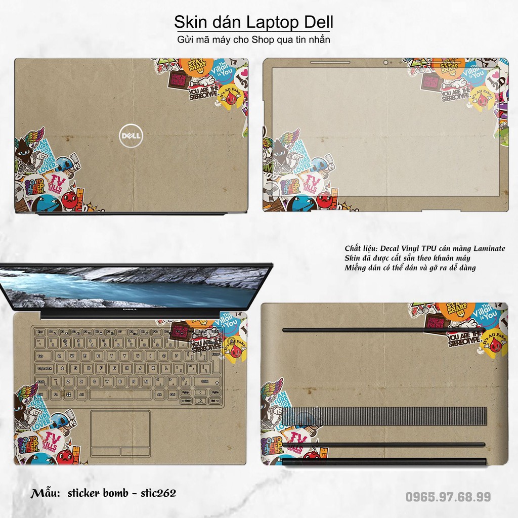 Skin dán Laptop Dell in hình sticker bomb nhiều mẫu 2 (inbox mã máy cho Shop)