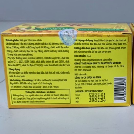 Siro VIC 12 gói - Hỗ Trợ Giảm Ho, Sổ Mũi, Đau Đầu Do Cảm Lạnh