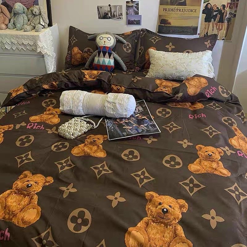 Set Bộ Vỏ Chăn Ga Cotton Poly Gấu Nâu Chất Vải Đanh Mát_shinbedding