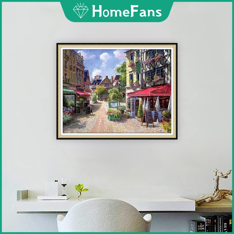 Bộ Tranh Đính Đá 5D Tự Làm 40x30cm / 50x40cm Hình Khu Rừng Lâu Đài Trang Trí Nhà Cửa