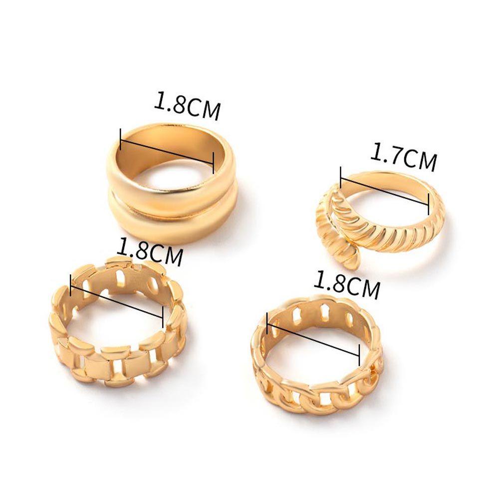 FORBETTER Set 4 Nhẫn Hở Kiểu Dáng Hình Học Thời Trang Cá Tính Cho Nữ