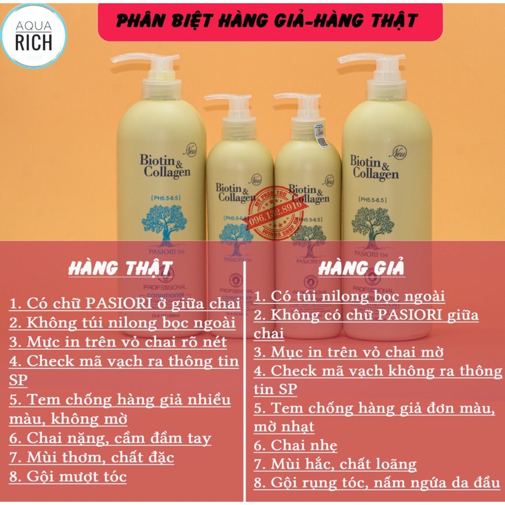 Combo Dầu Gội Xả Biotin Collagen Giúp Phục Hồi Ngừa Rụng Tóc Đủ 4 Màu 1000ml