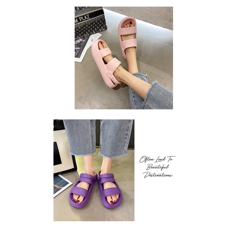 Dép sandal ulzzang nữ nhựa eva cao cấp đi siêu nhẹ êm chân đế độn tăng chiều cao TH-77