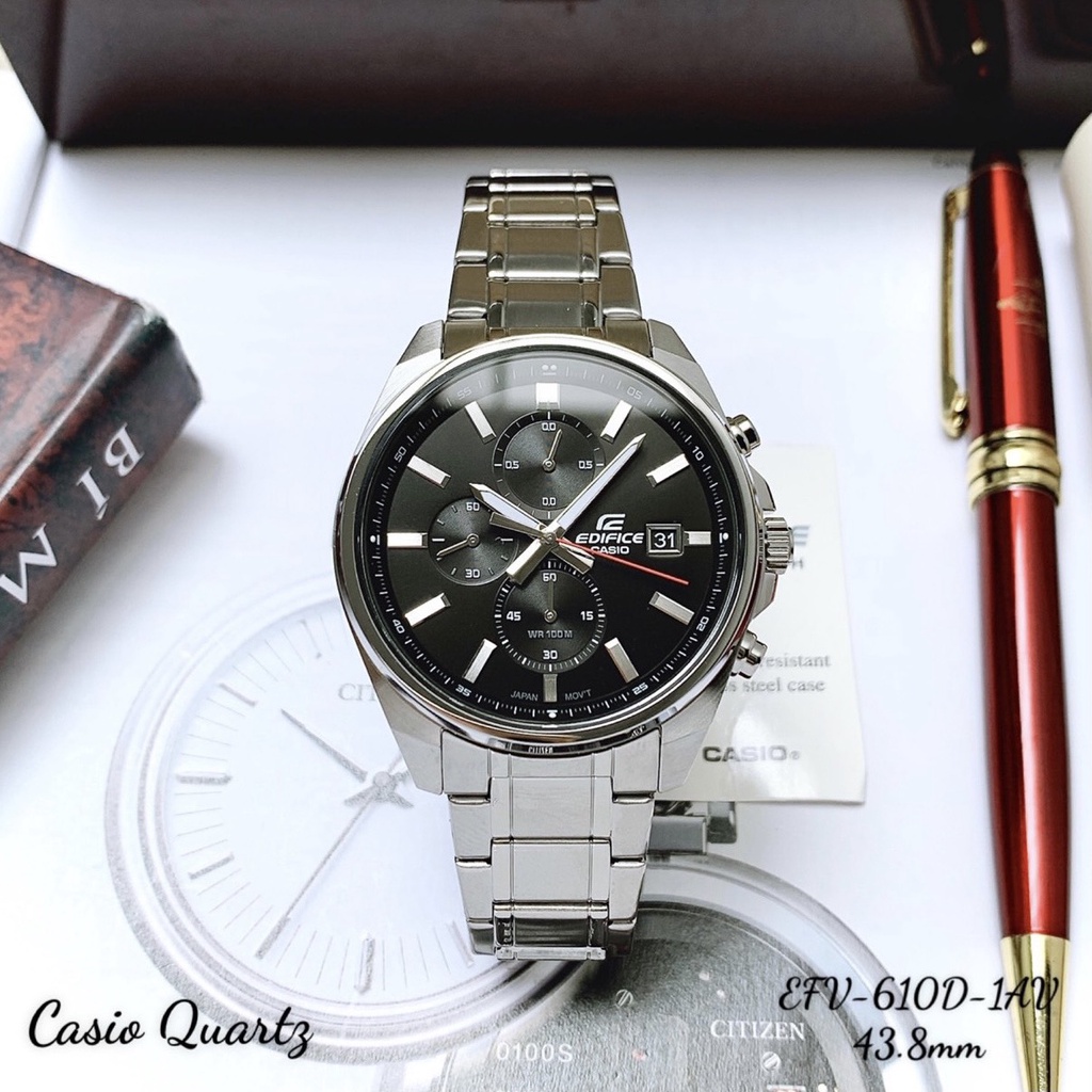 Đồng Hồ Nam Casio EDIFICE EFV-610D-1AV Máy Pin Dây Sắt