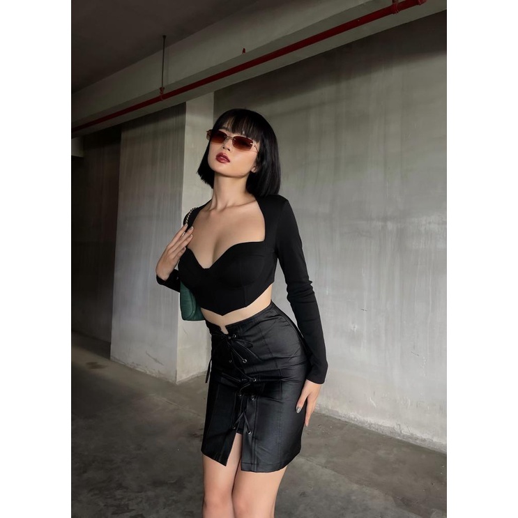 Chân váy da lucie - leather skirt - chân váy 02