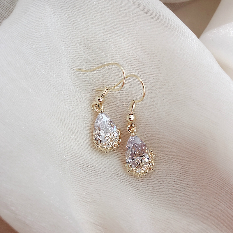 Bông Tai Đính Pha Lê Nhân Tạo Phong Cách vintage Lãng Mạn Cho Nữ