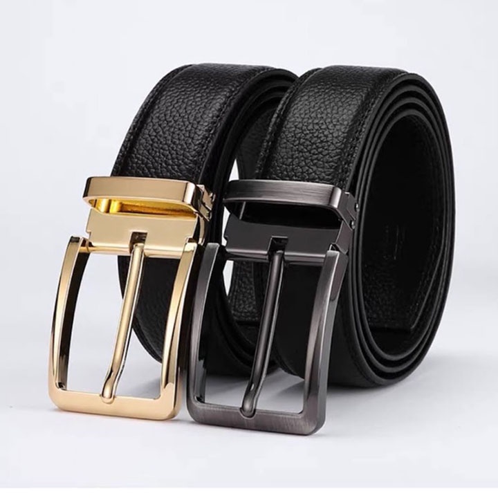 Dây Thắt Lưng Mặt Trơn Đen Thời Trang Nam