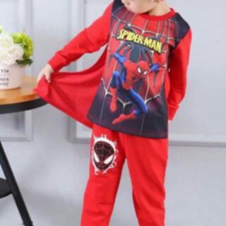 Set bộ spiderman kèm áo choàng bé trai