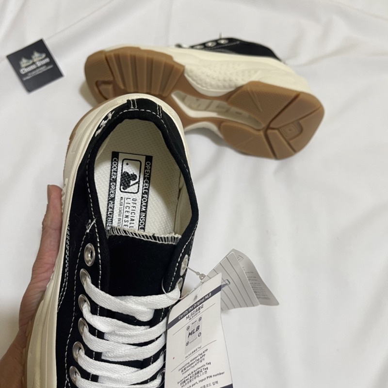 Giày MLB Chunky NY đen thấp cổ đế nâu mới, giày MIB NY low thời trang