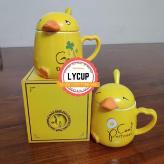 Cốc Sứ Vịt Có Quai 350ml , Cốc sứ có nắp kèm thìa siêu xinh - hàng loại 1 chuẩn đẹp y hình