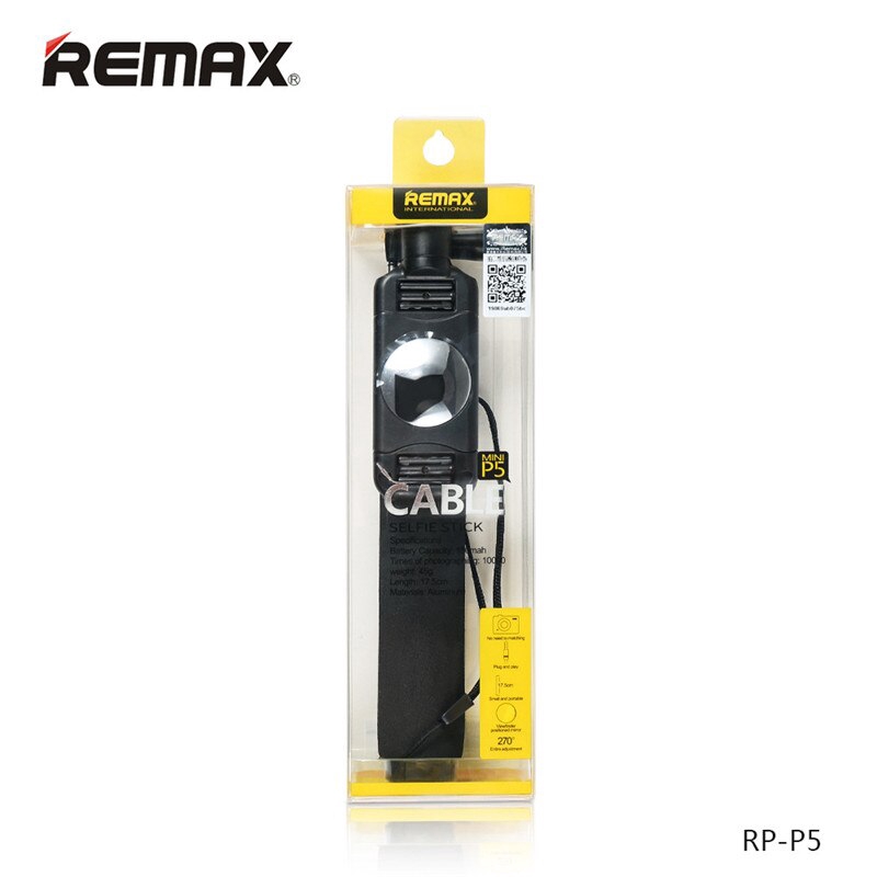 REMAX P5 Aluminium Selfie Stick Monopod Wired Selfi Self Stick Extendable Handheld Shutter for iPhone Android Huawei