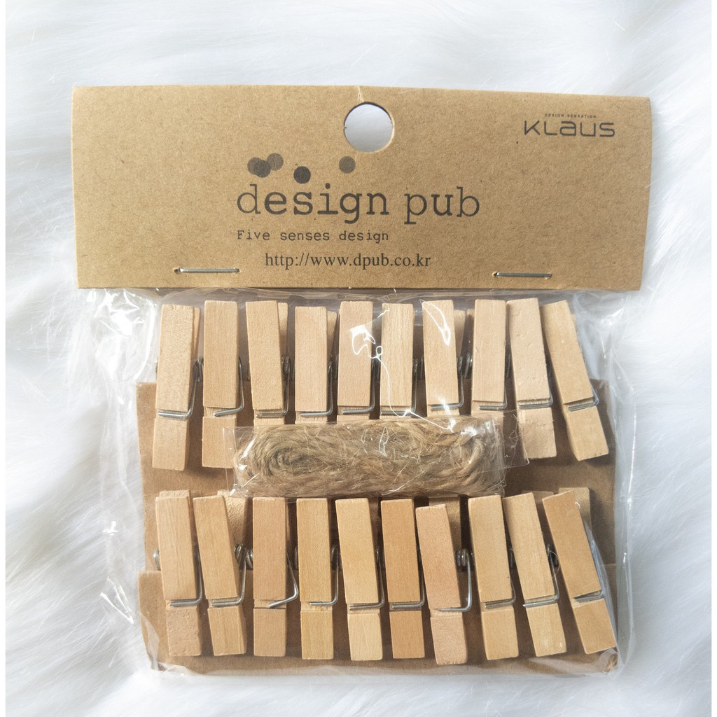 Set 20 Kẹp Gỗ Thông Size 35mm Tặng Kèm Dây Thừng