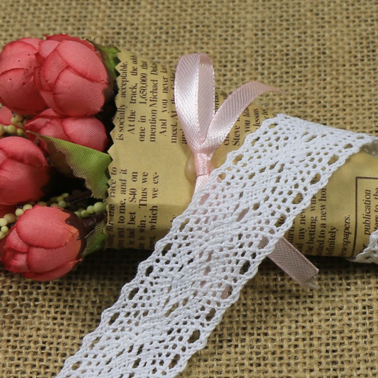 2.6cm dây ren vải cotton phụ kiện handmade may mặc thời trang phụ kiện bờm tóc nơ