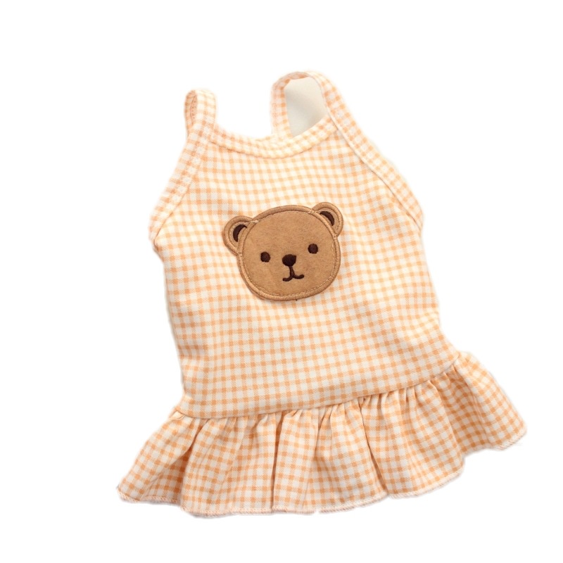 Đầm Cotton Mỏng Mùa Xuân Hè Phong Cách Anh Quốc In Họa Tiết Gấu/Mèo Phong Cách Hàn Quốc Cho Thú Cưng /đồ cho chó