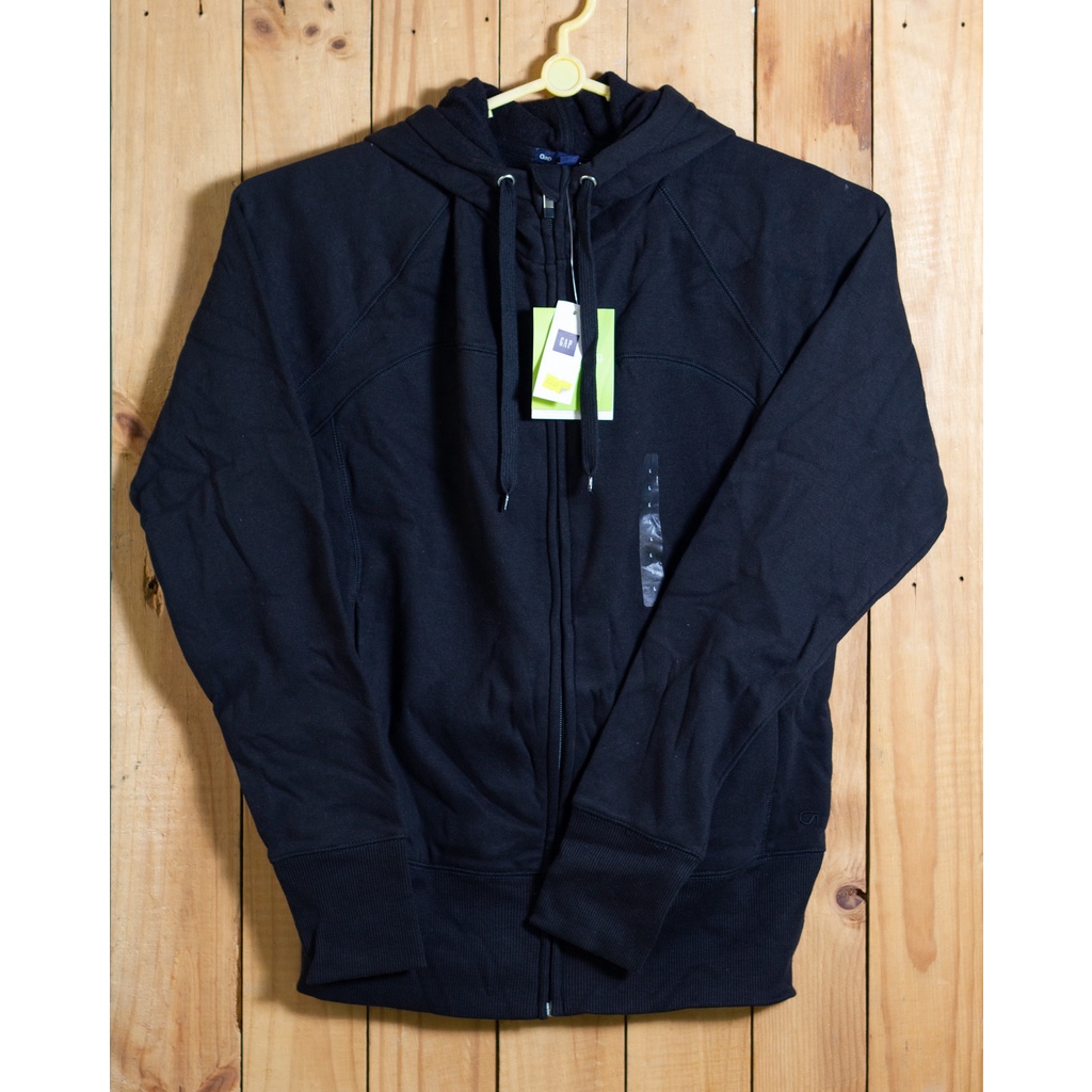 Áo khoác hoodie hàng đẹp GAP made in Vietnam màu đen tay dài khóa kéo mũ trùm đầu