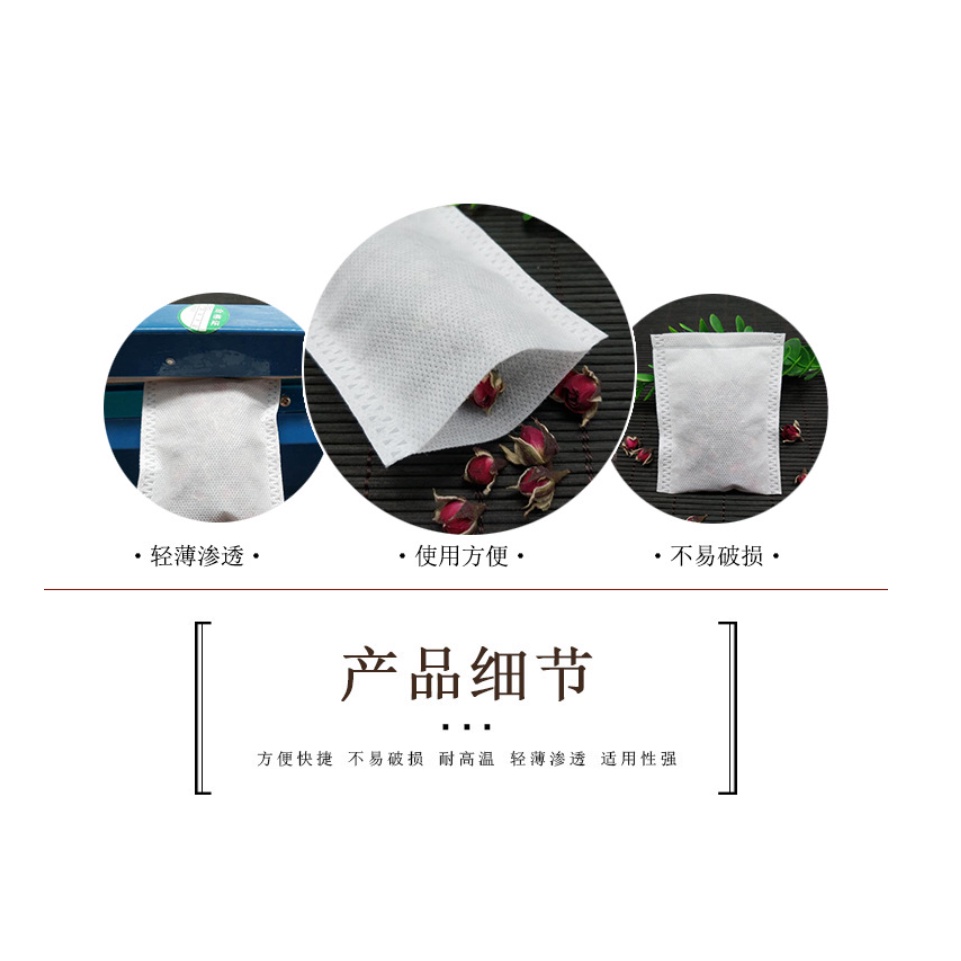 100 túi lọc trà không dây miệng hàn nhiệt dùng đựng trà, thảo dư.ợc ngâm, đựng phân tan chậm có 3 size