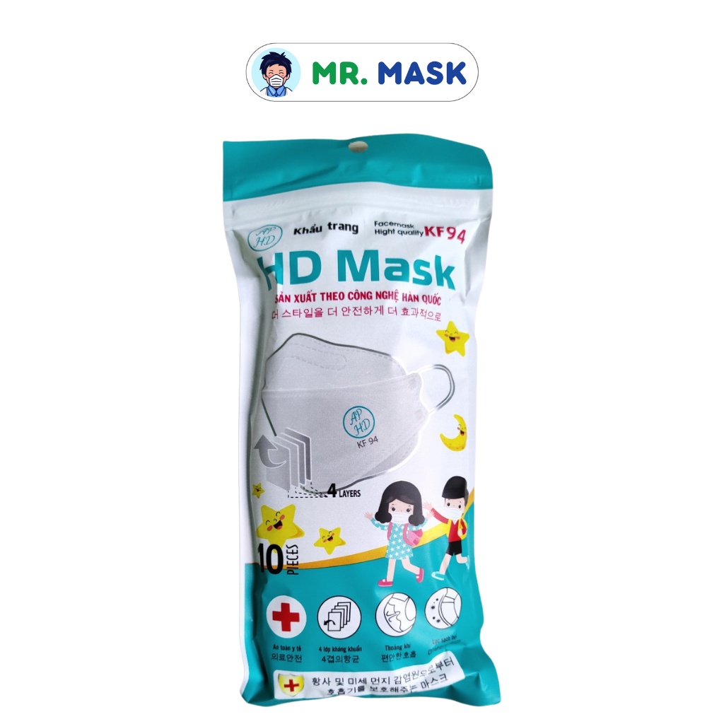 Khẩu Trang KF94 Cho Bé Hoàng Dũng Mask 4 Lớp Sản Xuất Theo Công Nghệ Hàn Quốc, cho trẻ em từ 1-10 tuổi