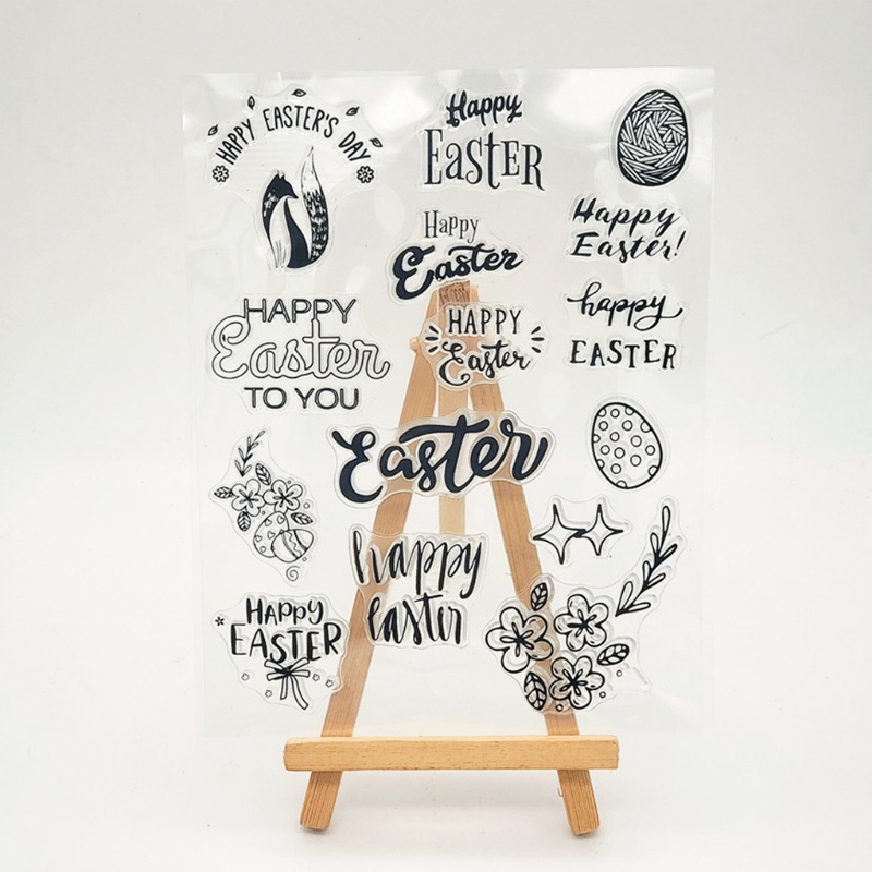 Con Dấu Silicon Trong Suốt In Nổi Họa Tiết Chữ Happy Easter Day Dùng Trang Trí Sổ Tay DIY
