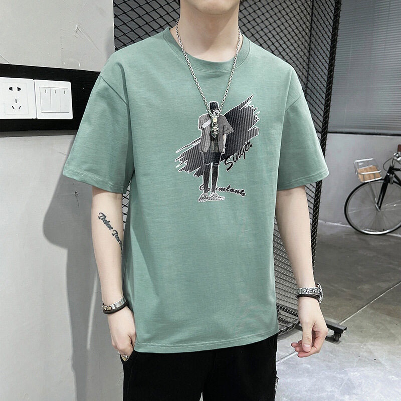 Áo Thun Tay Ngắn Dáng Rộng Chất Liệu Cotton Mỏng Phong Cách Hàn Quốc Thời Trang Mùa Hè Cho Nam