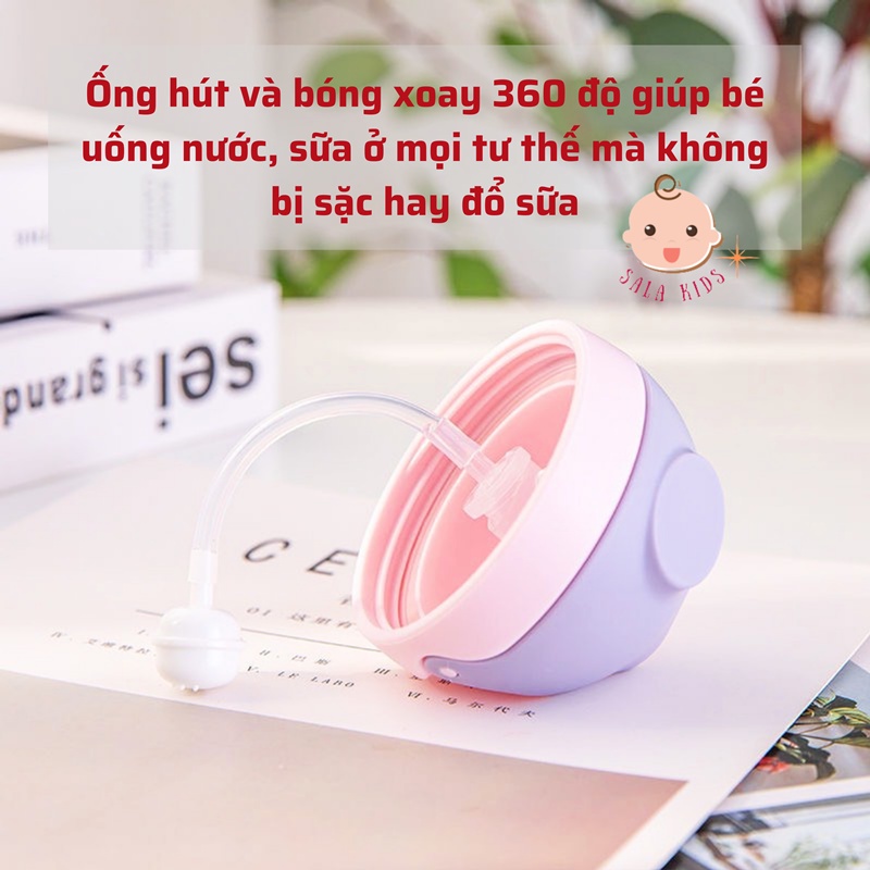 Bình Nước Cho Bé Tập Uống Nước Có Ống Hút Cho Bé Chống Sặc Đi Học Mini Cute SALA KIDS AT05