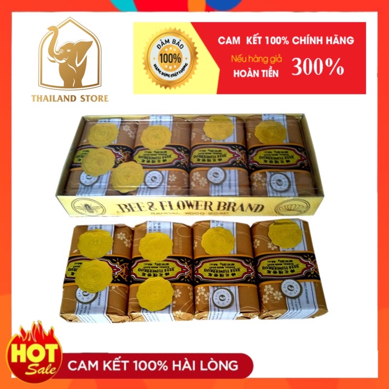 [Combo 4] cục Xà Bông trầm đàn hương Con Ong &amp; bee flower THÁI LAN 125gram/cục