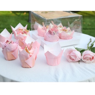 50 Cup giấy đựng bánh cupcake hồng pastel