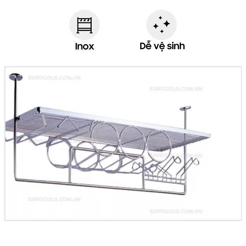 Giá Treo Ly Eurogold SB030 - Inox 304 - Hàng Chính Hãng