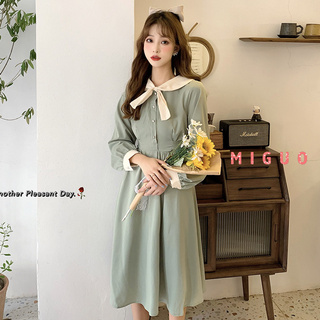 Đầm tay dài cổ kiểu lá sen phong cách nhẹ nhàng thanh lịch dành cho nữ