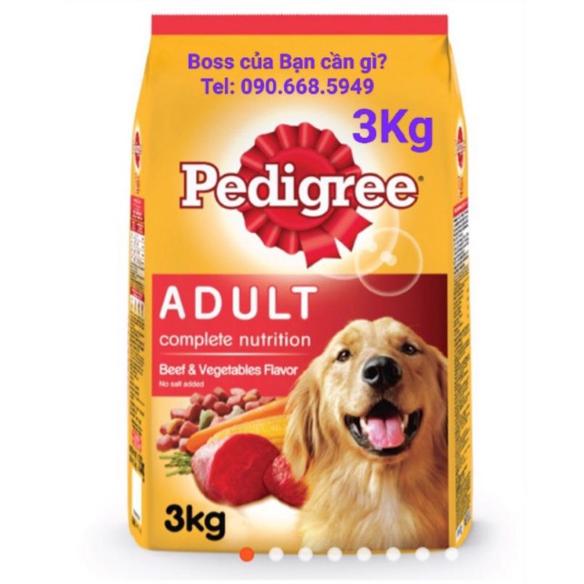 Thức ăn hạt cho chó lớn Pedigree 3kg vị bò vị gà - SmartHeart 3kg