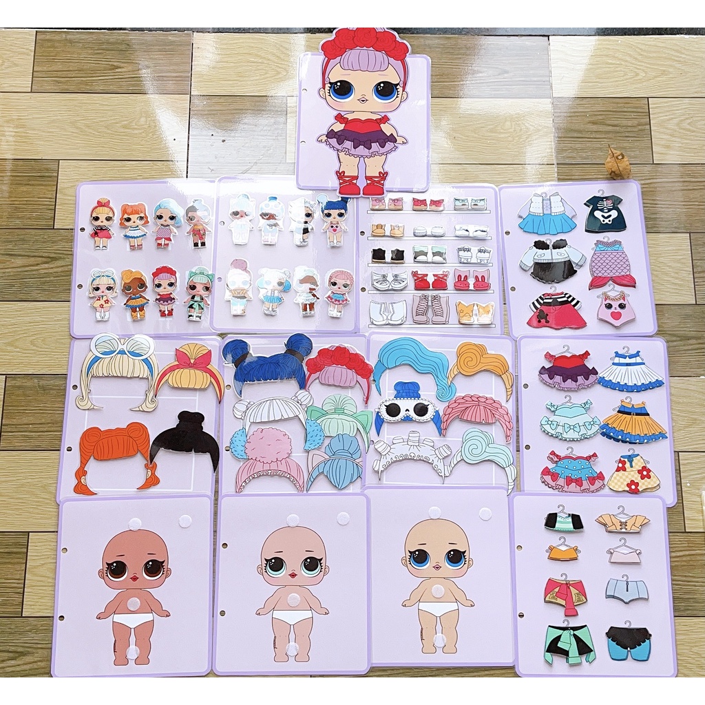 Sách bóc dán Búp Bê Thời trang LOL, quà tặng sinh nhật cho bé gái , Học liệu bóc dán Thay đồ cho ChiBi Búp bê thời trang