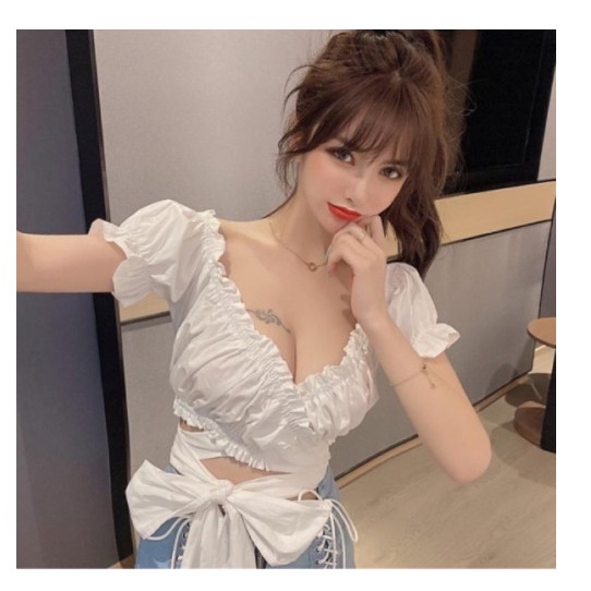 ÁO CROPTOP BÈO CÁNH TIÊN DÂY QUẤN BỤNG DÀI XINH ĐẸP A22