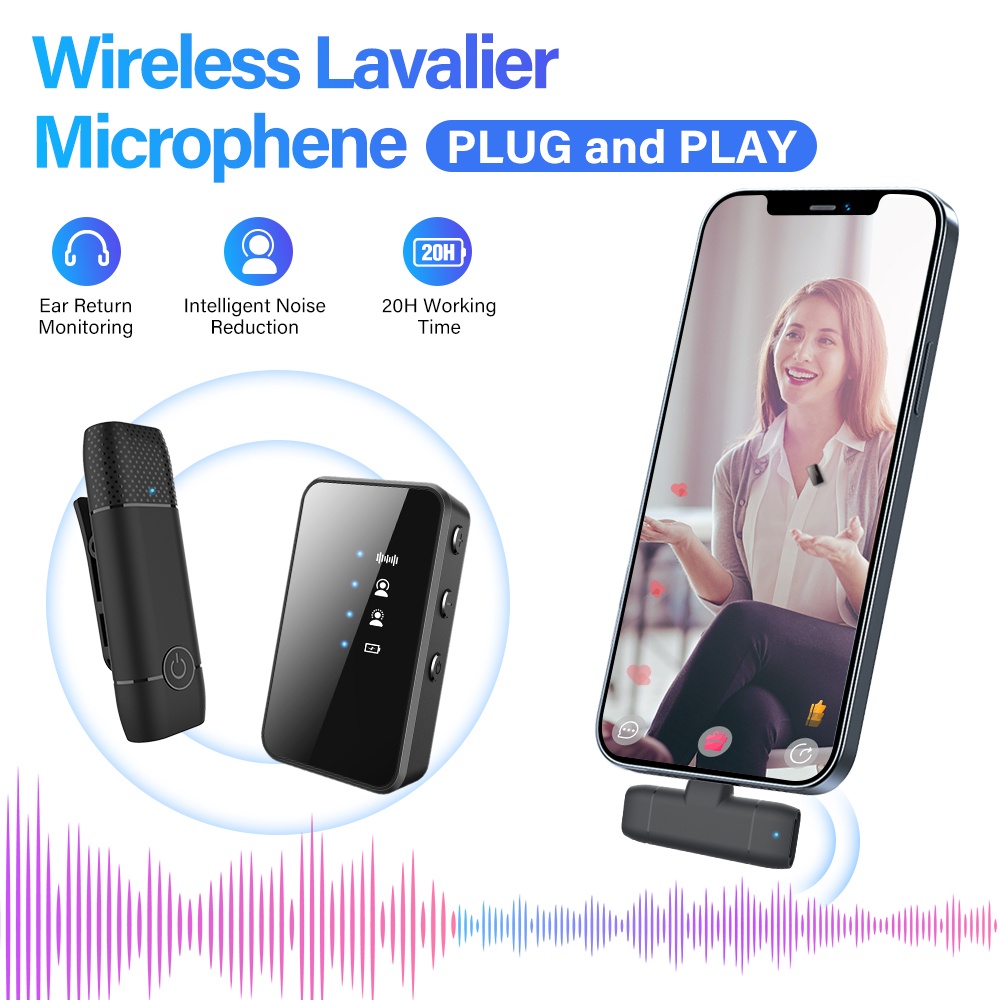 Micro không dây kết nối bluetooth có kẹp gắn điện thoại phát sóng trực tiếp