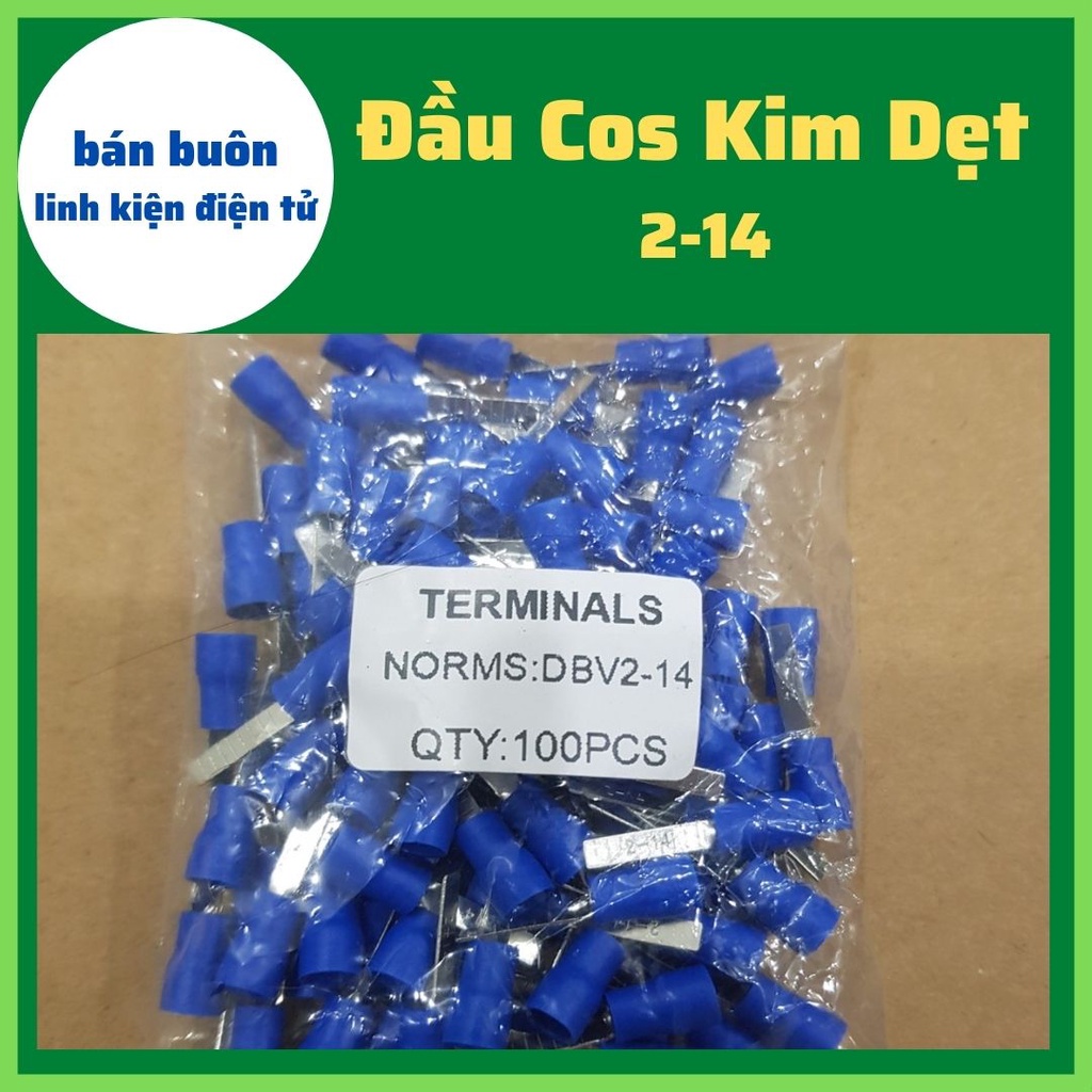 100 Đầu cos dẹt 2-14 cosse kim dẹt 2-14, cốt kim dẹt 2-14, Đầu cos dẹt các loại