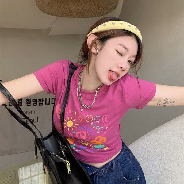 Áo thun croptop COZOKC ngắn tay ôm dáng thời trang cho nữ