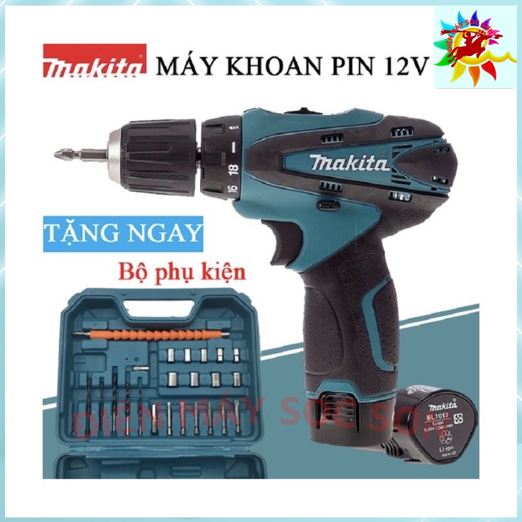 Máy khoan pin, máy bắn vít, khoan cầm tay mini Makita pin 12V chính hãng