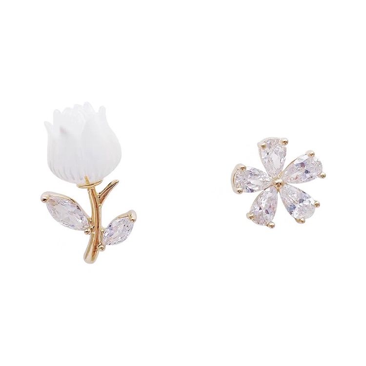 Bông Tai Hình Hoa Hồng Đính Đá Lấp Lánh Phong Cách Hàn Quốc Cho Nữ