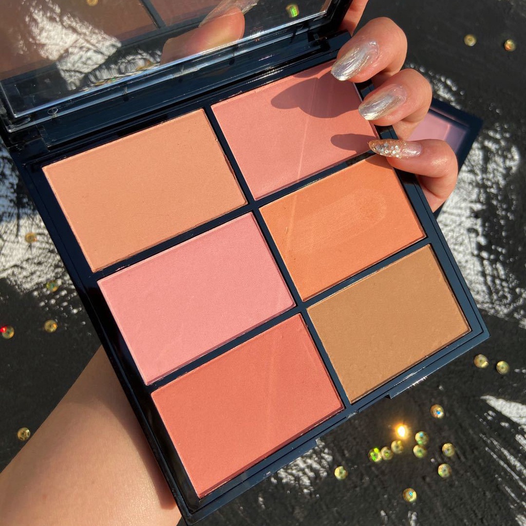 Bảng phấn má hồng Guicami, phấn má hồng 6 ô tông hồng cam đào nội địa trung F41 Sammi beauty