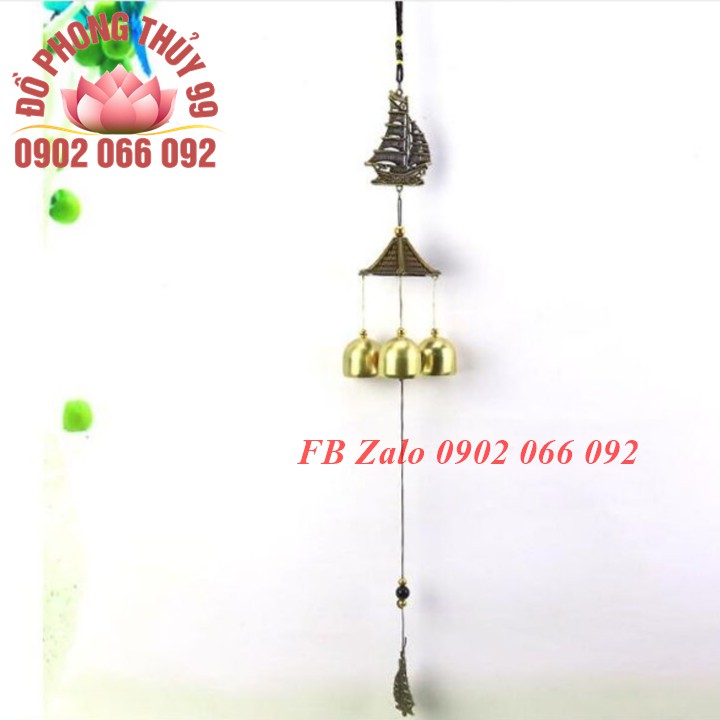 Chuông gió 3 quả phong thủy thuận buồm xuôi gió hình thuyền