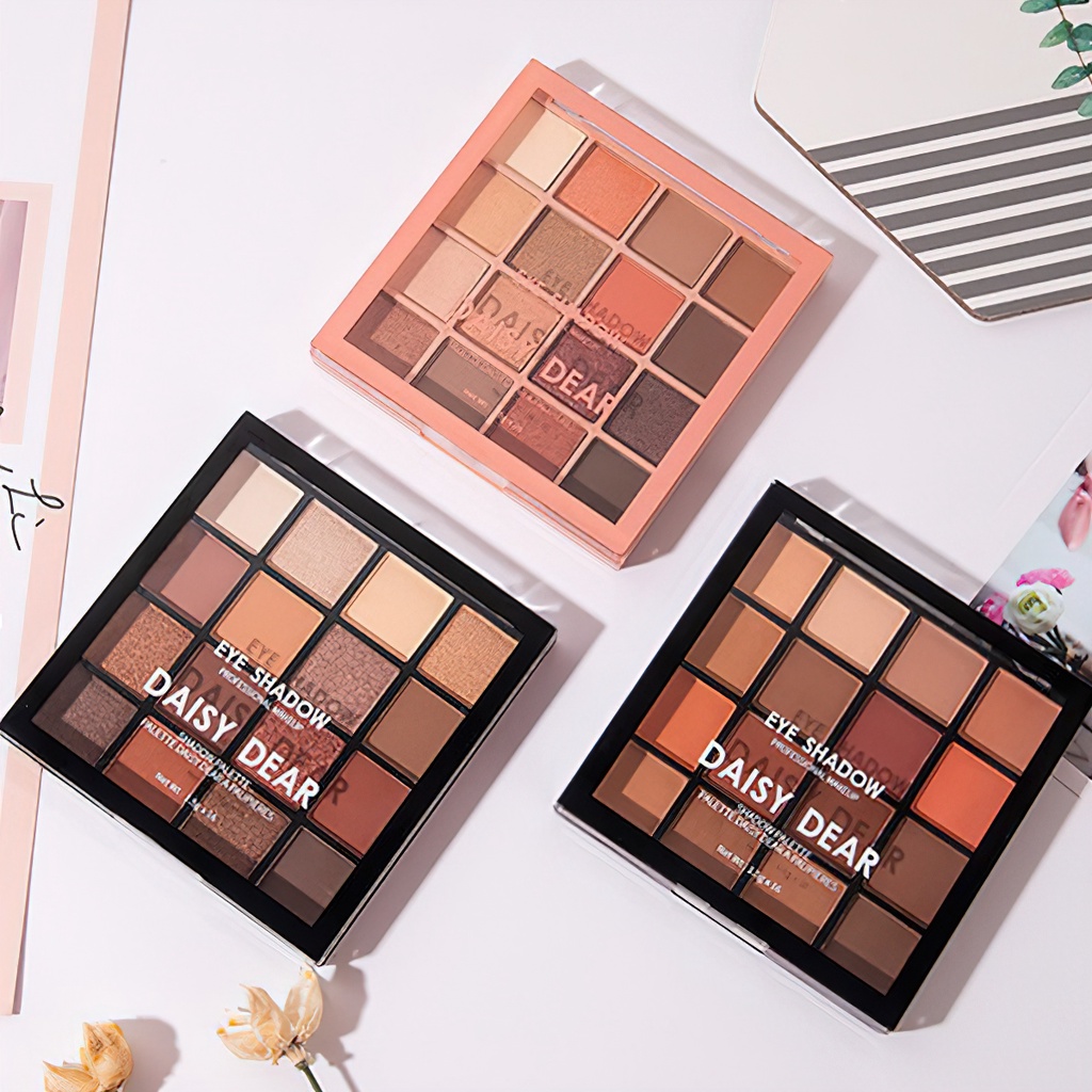 Bảng Phấn Mắt 16 Màu Lì/Nhũ Ngọc Trai Kháng Nước Lâu Trôi 2 Trong 1