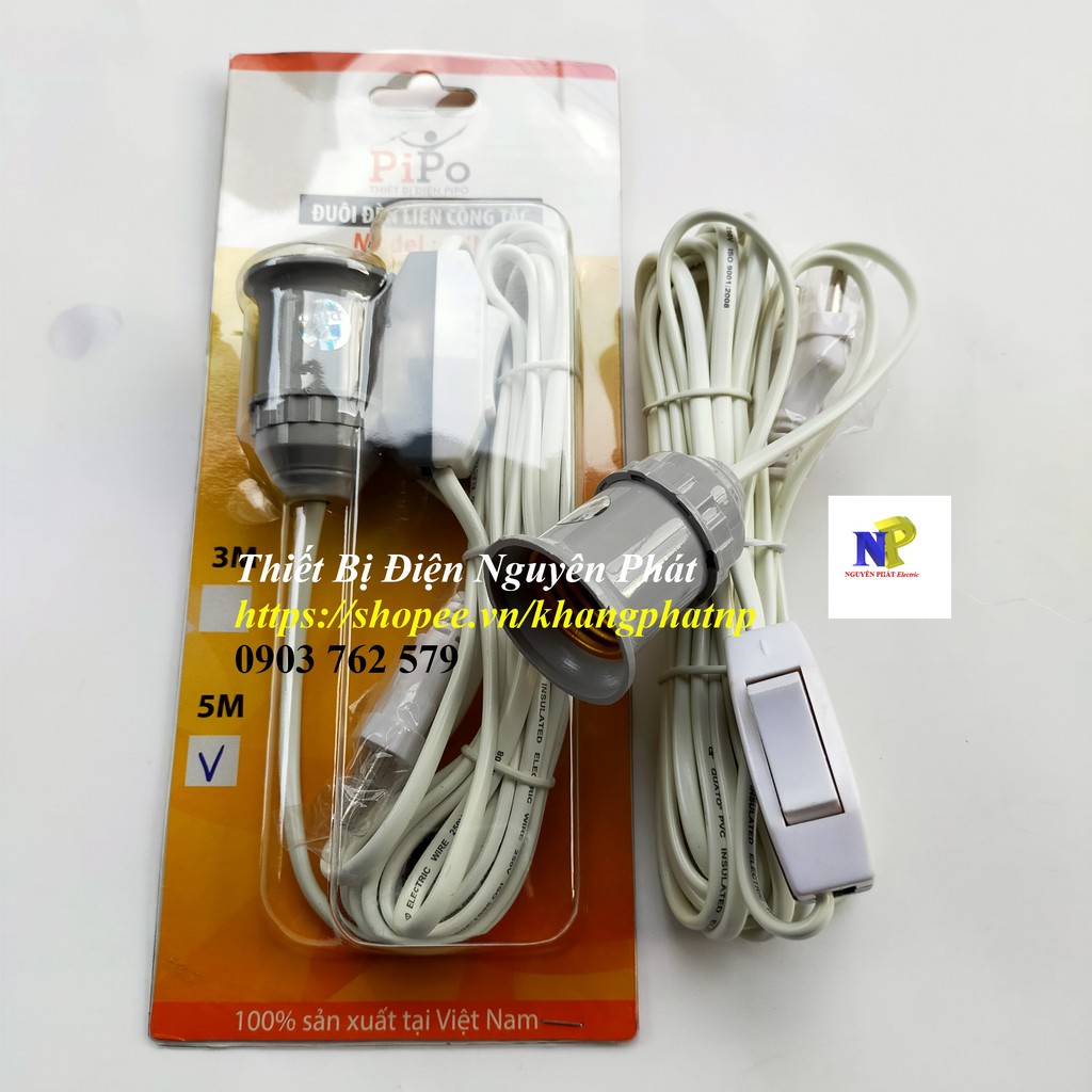 Đuôi Đèn Liền Dây Có Công Tắc 3m, 5m Cao Cấp