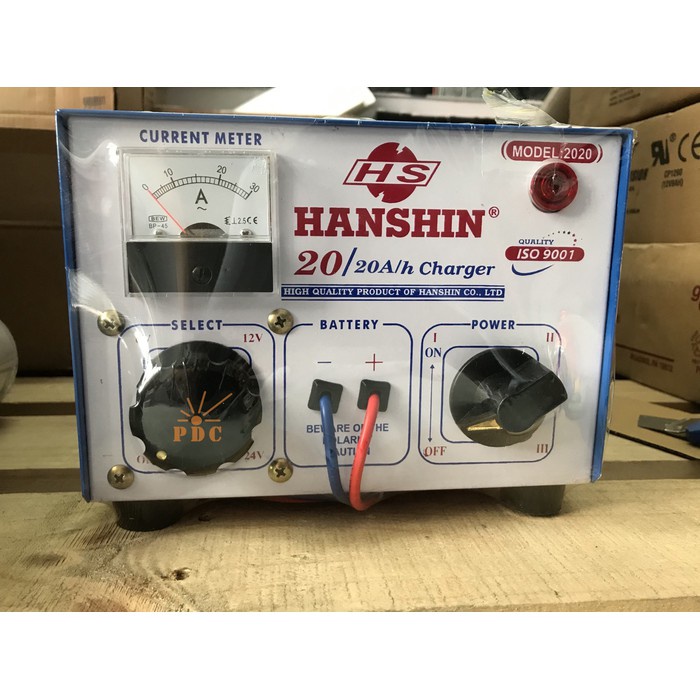 Sạc Ắc Quy HANSHIN 6V 12V 24V 20A - Dây Đồng -