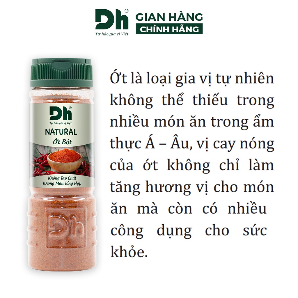 Ớt bột xay nguyên chất Natural DH Foods chế biến món ăn 30gr/60gr - DHGVT31