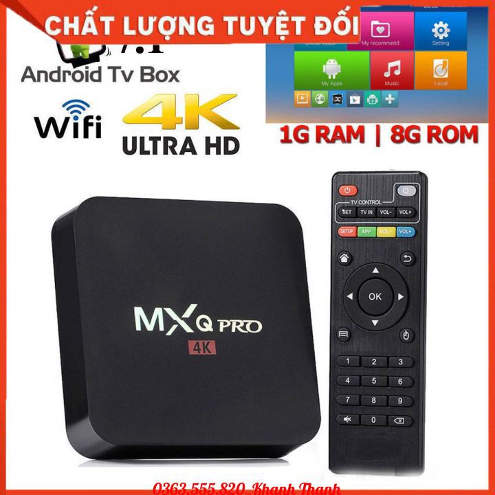 Android TV BOX MXQ (Rockchip SK329/1G/8G) - Hộp chuyển đổi TV thường thành TV thông minh Android MXQ PRO 4k Android 7.1