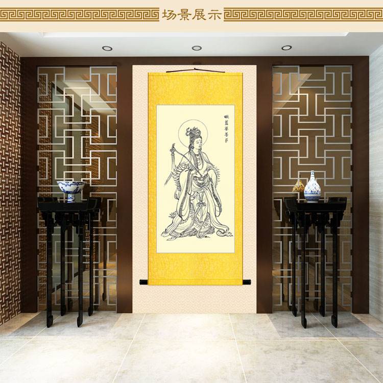 Tranh vải cuộn treo tường hình cô gái phong cách Trung Hoa cổ điển