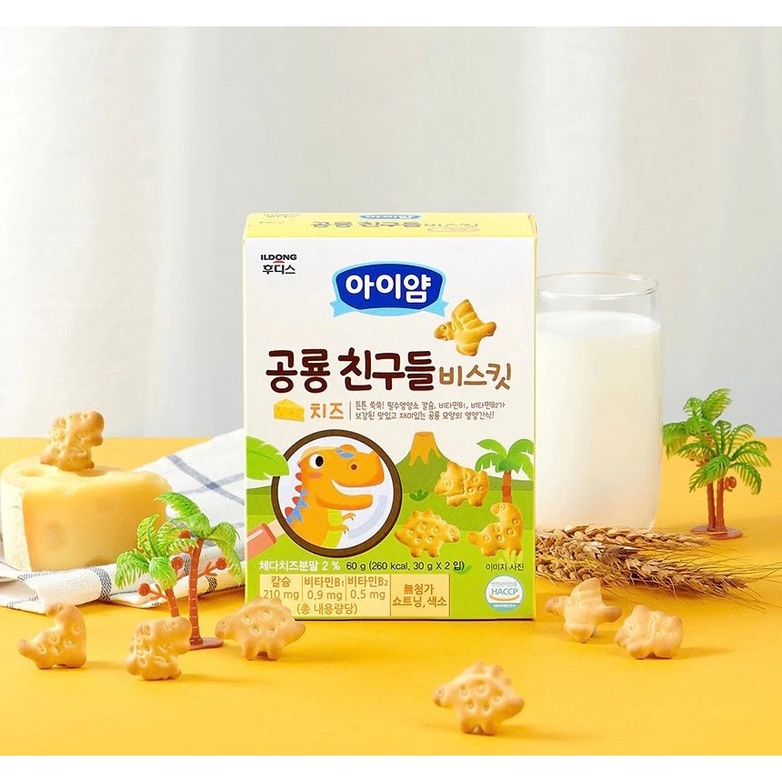 Bánh Quy Con Cá - Bánh Quy Phô Mai Khủng Long Cho Bé Ăn Dặm Ildong Ayimeal YumYum 60g Từ 12M+