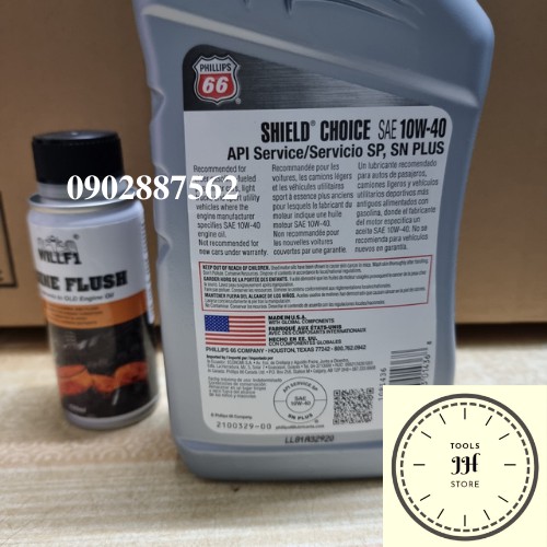 Nhớt xe số cao cấp PHILLIPS 66 SHIELD Choice 10w40 946ml nhập khẩu mỹ (tặng 1 chai súc máy willf1)