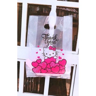 Túi nilong 2 màu thank you kitty trái tim hồng
