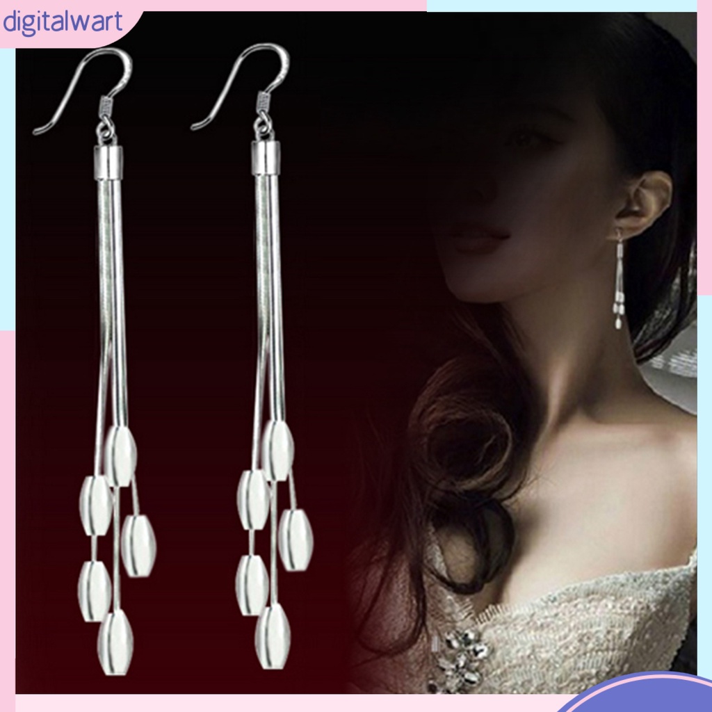 Đôi khuyên tai dáng dài tua rua đính hạt ngọc tròn nhân tạo sang trọng thời trang cho nữ