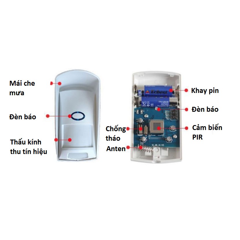 Cảm Biến Báo Động Hồng Ngoại Chống Vật Nuôi Phát Sóng RF 433Mhz PI02